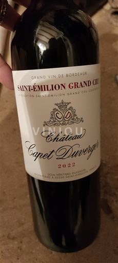 Bordeaux Saint-Émilion Grand Cru Grand Cru Château Capet Duverger 2022
