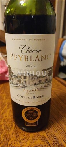 Vin Rouge sec Pauvié Château Peyblanc 2023 France Bordeaux Côtes-de-bourg AOC