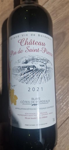Burdeos Blaye-Côtes de Burdeos Château Pin de Saint-Pierre 2021
