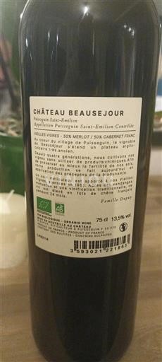Wijnen Rouge sec Château Beausejour 2014 Frankrijk Bordeaux Saint-Émilion AOC