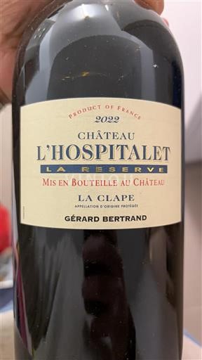 Langvedok La Clape Château L'Hospitalet La Réserve 2022