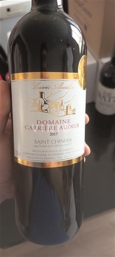Vina Rouge sec Cuvée Aurelie Domaine Carrière Audier 2017 Francija Langvedok Saint-Chinian AOC