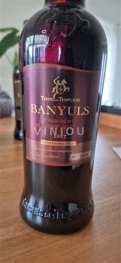 Viner Rouge sec Cuvée Prestige Président Henry Vidal Terres des Templiers 2007 Frankrike Roussillon Banyuls AOC