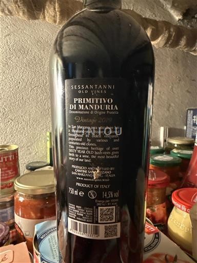 Weine Rouge sec Sessantanni Old Vines San Marzano Non millésimé Italien Apulien Primitivo di Manduria DOC