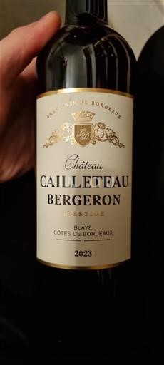 Wijnen Rouge sec Réserve Château Cailleteau Bergeron 2023 Frankrijk Bordeaux Blaye Côtes de Bordeaux AOC
