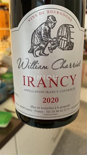 Viinit Rouge sec William Charriet 2020 Ranska Burgundi Irancy AOC