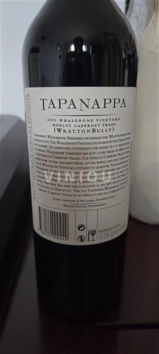 Australia Meridional Wrattonbully Tapanappa Whalebone Vineyard Shiraz Cabernet Franc 2015
