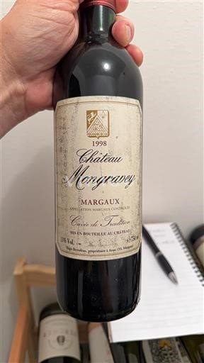 Bordeaux Margaux Château Mongravey de l'Intendant 1998