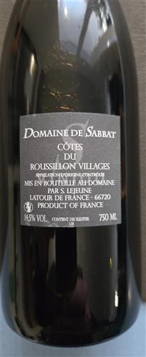 Roussillon Côtes du Roussillon Villages Domaine Sabbat 2017