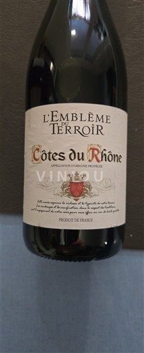 Vinos Rouge sec L'Emblème du Terroir 2022 Francia Valle del Ródano Côtes del Ródano AOC