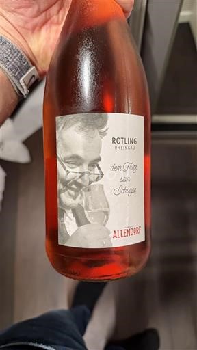 Rượu vang Rosé sec den Fritz von der Straße Allendorf 2018 Đức Rheingau