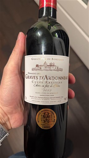 Бордо Блай-Кот-де-Бордо Domaine Graves d'Ardonneau Prestige Élevé en fût de chêne 2012
