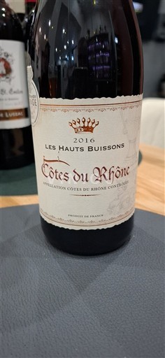 Rhônedalen Côtes du Rhône Les Hauts Buissons 2016