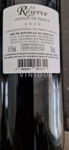 Bordeaux Pessac-Léognan Château France La Réserve 2020