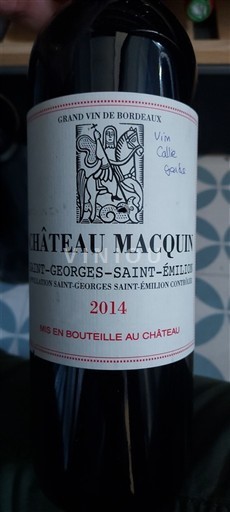 Bordeaux Saint-Georges-Saint-Émilion Château Macquin 2014