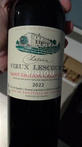 Wines Rouge sec Château Vieux Lescours 2022 France Bordeaux Saint-Émilion Grand Cru AOC Grand Cru