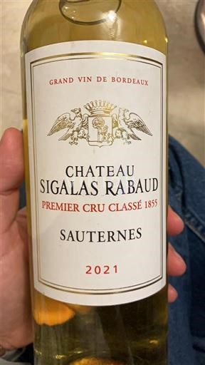 Bordeaux Sauternes Premier Cru Château Sigalas Rabaud 2021