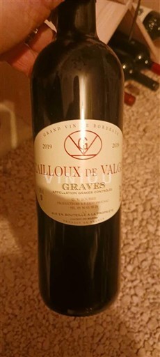 Víno Rouge sec Cailloux de Valois 2019 Francie Bordeaux Graves AOC