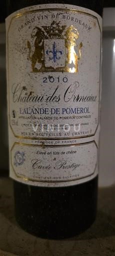 Bordeaux Lalande-de-Pomerol Château S Ormeaux Prestige 2010