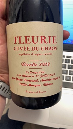 Beaujolais Fleurie Yann Bertrand du Chaos 2022