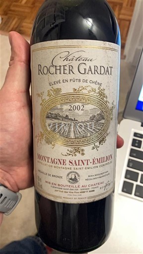 Bordeaux Montagne-saint-émilion Château Rocher Gardat 2002