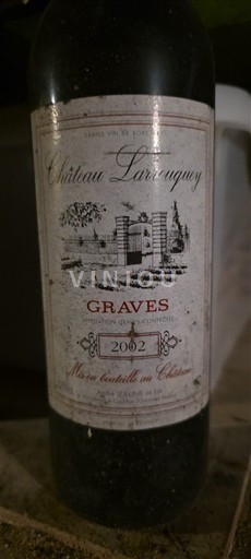 Vin Rouge sec Château Larcoumey 2002 France Bordeaux Graves AOC