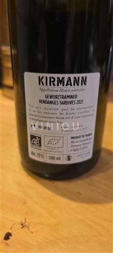 Alsazia Kirmann Gewurztraminer Vendanges Tardives 2021