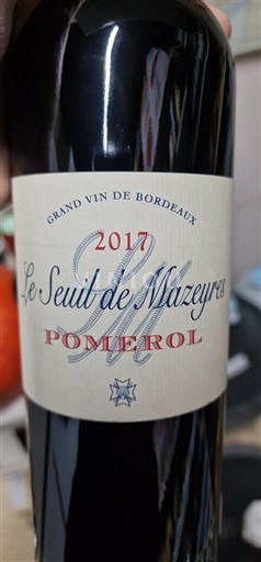 Bordeaux Pomerol Le Seuil de Mazeyres 2017