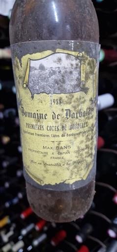 Víno Rouge sec Domaine Darbalot 1988 Francie Bordeaux Premières-côtes-de-bordeaux AOC