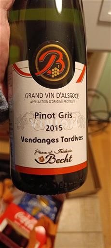 Alsazia Vendanges Tardives Château Pierre et Frédéric Becht Vendanges Tardives 2015