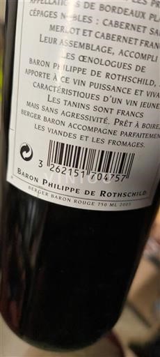 Bordeaux Baron Philippe de Rothschild Baron Rouge Non-Vintage