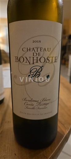 Bordeaux Bordeaux blanc Château Bonhoste Prestige 2018