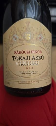 Tokaj No especificado Rákóczi Pince 5 Puttonyos 1994