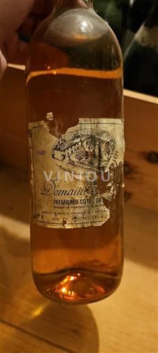 Víno Blanc moelleux Domaine Domaine 1988 Francie Bordeaux Premières-côtes-de-bordeaux AOC