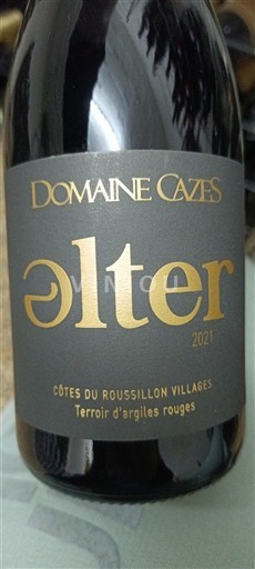 Rượu vang Rouge sec Alter Domaine Cazes 2021 Pháp Roussillon Côtes du Roussillon Villages AOC