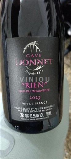 Údolí Rhôny Nespecifikováno Cave Lionnet "RIEN" que du Mourvedre 2023