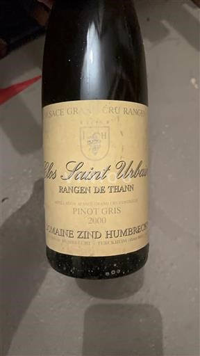 Vin Blanc sec Clos Saint Urbain Domaine Zind Humbrecht 2000 France Alsace AOC Grand Cru
