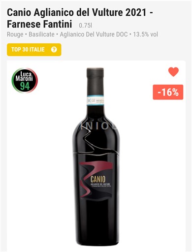 Basilicata Aglianico del Vulture Farnese Fantini Canio 2021