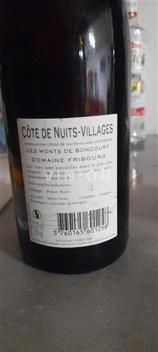 Burgundi Côte de Nuits -kylät Domaine Fribourg Les Monts de Boncourt Ei vuosikertaa