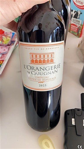 Bordo Кадилак Кот де Бордо L'Orangerie de Carignan 2023