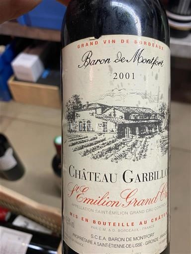 Bordeaux Saint-Émilion Grand Cru Grand Cru Château Garbilleau Baron de Montfort 2001