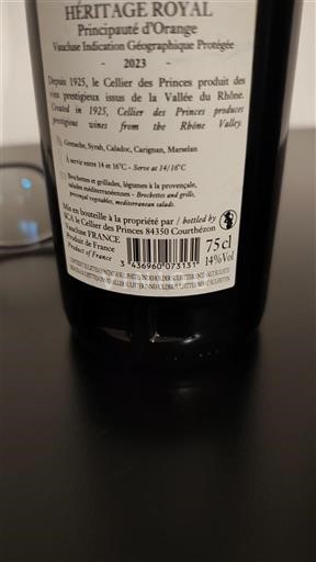 Прованс, низька долина Рони, Корсика Принципат Оранж Cellier des Princes HERITAGE ROYAL 2023