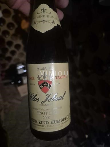Elzas Vendanges Tardives Domaine Zind Humbrecht Clos Jebsal 2007