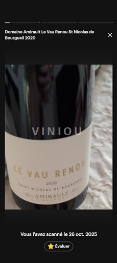 Vina Rouge sec Le Vau Renou Domaine Amirault 2020 Francija Dolina Loare Saint-Nicolas-De-Bourgueil AOC