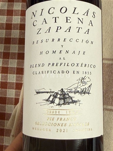Mendoza Nicolás Catena Zapata Resurrección y Homenaje al Blend Prephylloxérico 2021