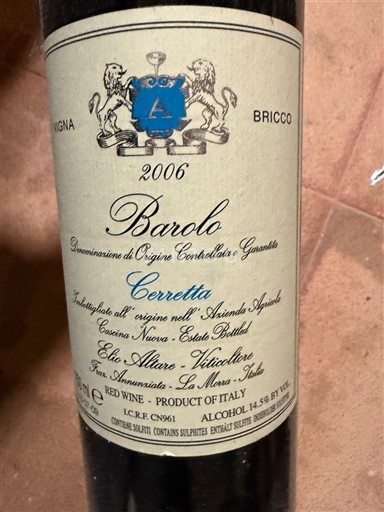 Piemonte Barolo Elio Altare Cerretta 2006