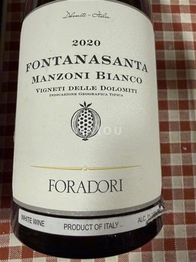 Трентіно-Альто-Адідже Виноградники Доломітів Foradori Fontanasanta Manzoni Bianco 2020