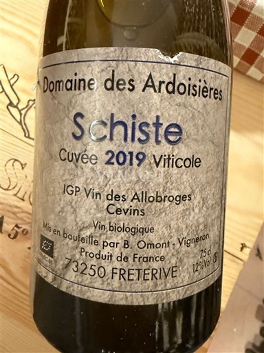 Alpes et pays Rhodaniens Vins des Allobroges Domaine S Ardoisières Schiste 2019