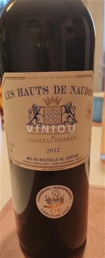 Bordeaux Bordeaux Supérieur Château Pierrail Les Hauts de Naudou 2022