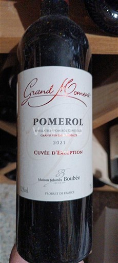 Vini Rouge sec Cuvée d'Exception Grand Moment 2021 Francia Bordeaux Pomerol AOC